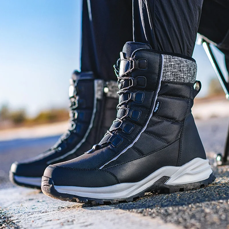 Men Boots Outdoor Snow Shoes Lightweight Hight Top Shoes Waterproof Freeze Crack Boots Plush Keep Warm Rubber Witer Male Shoes