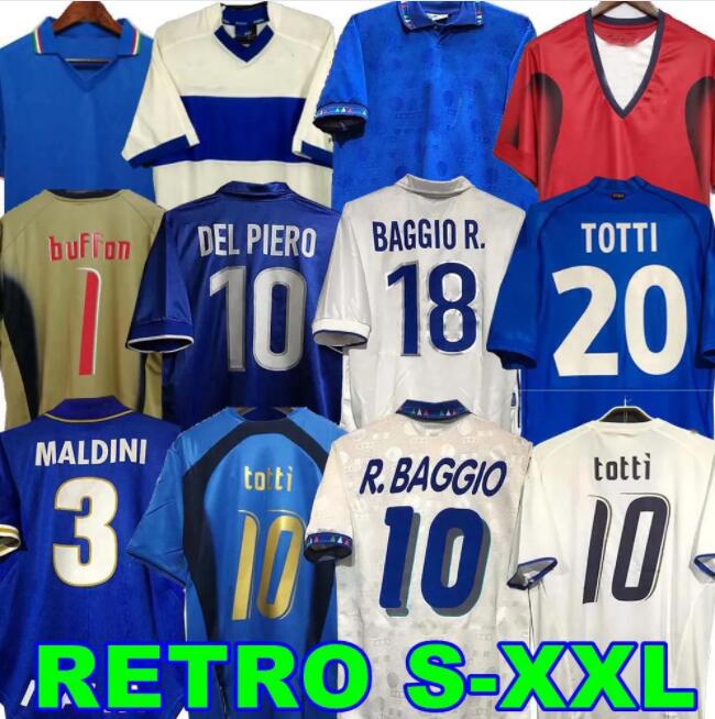 Retro Italy soccer jerseys TOTTI R.BAGGIO 1982 1986 1988 1990 1994 1996 1998 2000 2002 2004 2006 2012 football shirt italia uniform Goalkeeper BUFFON MALDINI DEL PIERO
