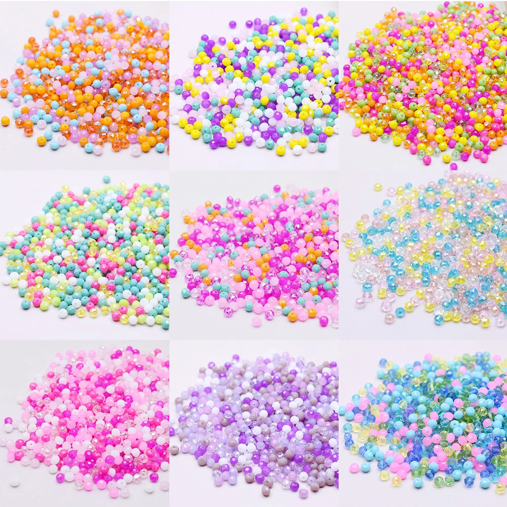 New Bright Summer Color mm pcs bag Rondelle Faceted Crystal Glass Beads Round Loose Spacer for Jewelry Making DIY