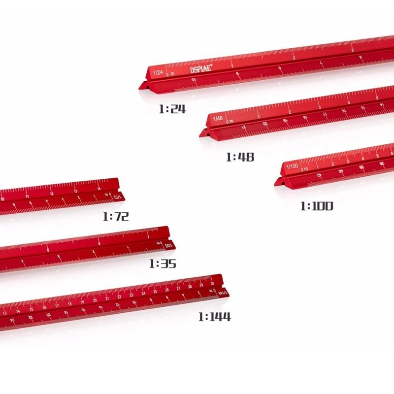 DSPIAE AT-AS Aluminum 2025 Scale Ruler Model Hobby Accessory for Detail Enhancement 1/32 1/35 1/48 1/72 new 1/100 Red