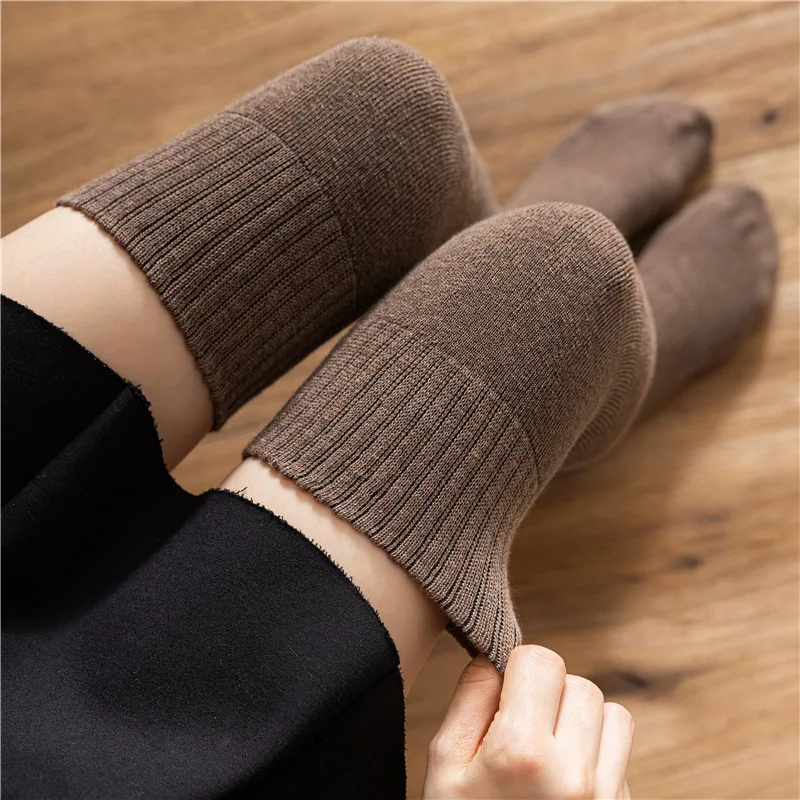 Terry Over the knee Socks for Women in Winter Plus Veet and Thickened Warm Stockings Knee protecting Thigh high