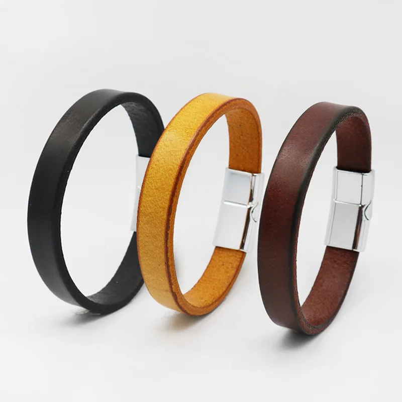 Retro Cowhide Multi Layer Braided Magnetic Buckle Bracelets Men Punk High Quality Charm Jewelry Gift Wholesale