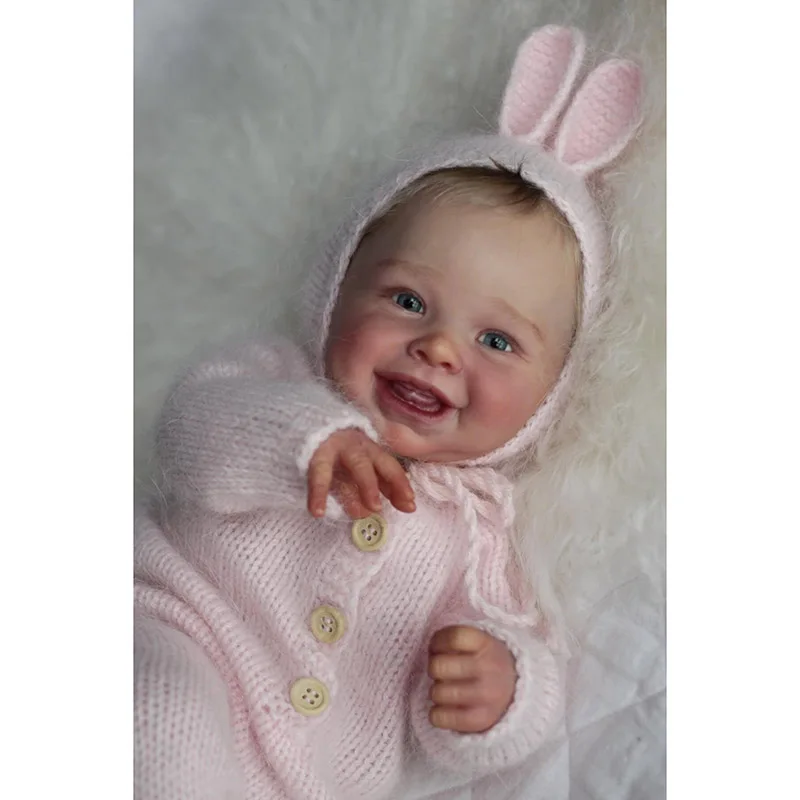 19inch Reborn Dolls Harper Smile Baby Soft Body Real 2025 Picture Lifelike Handmade with Genesis 3D Skin Paint new Silicone Baby Doll