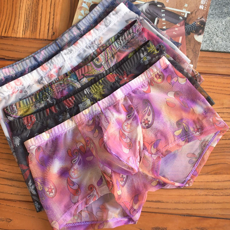 Sexy Boxer Shorts Underpants Men Translucent Boxers Underwear U Pouch Breathable s Panties Low Waist Mesh Hombre Boxershorts 5