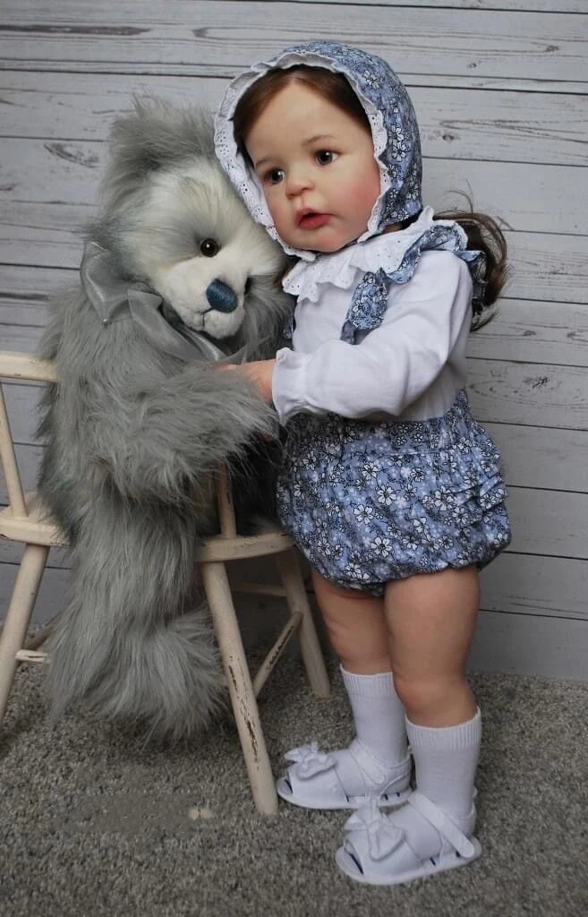 NPK 24inch Reborn Toddler Girl Doll Already Painted Finished Sandie Popular Lifelike Soft Touch 3D Skin Art Doll