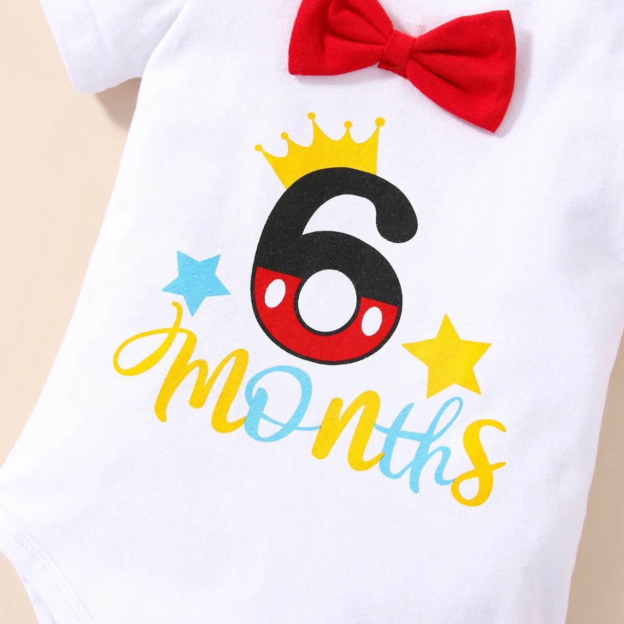 Prowow Half Birthday Clothes Baby 2025 Boys Set Letter Romper+Red Overalls Pants new 6 Months Birthday Cake Smash Outfits For Boy