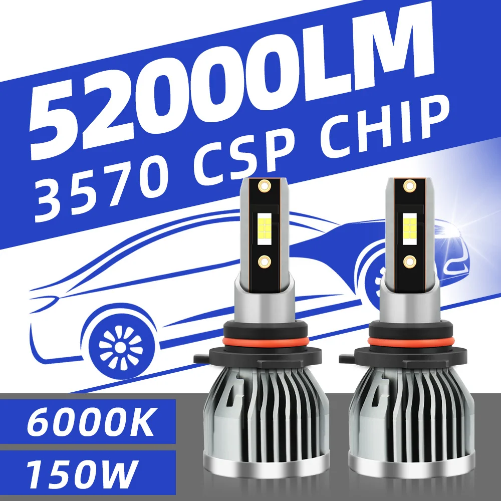 TEENRAM LED Auto Lamp 52000LM 150W Combo Beam 9007 H4 H13 Hi-Lo Beam 2025 Lamp H1 new H7 H11 9005 9006 Car Headlight Turbo Bulbs 12V 24V