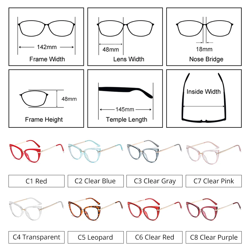 2025 Trendy Women's Eyeglasses with Frame Computer Goggles Anti Blue Light new Coating Glasses Red 0 Diopter Myopia oculos grau feminino