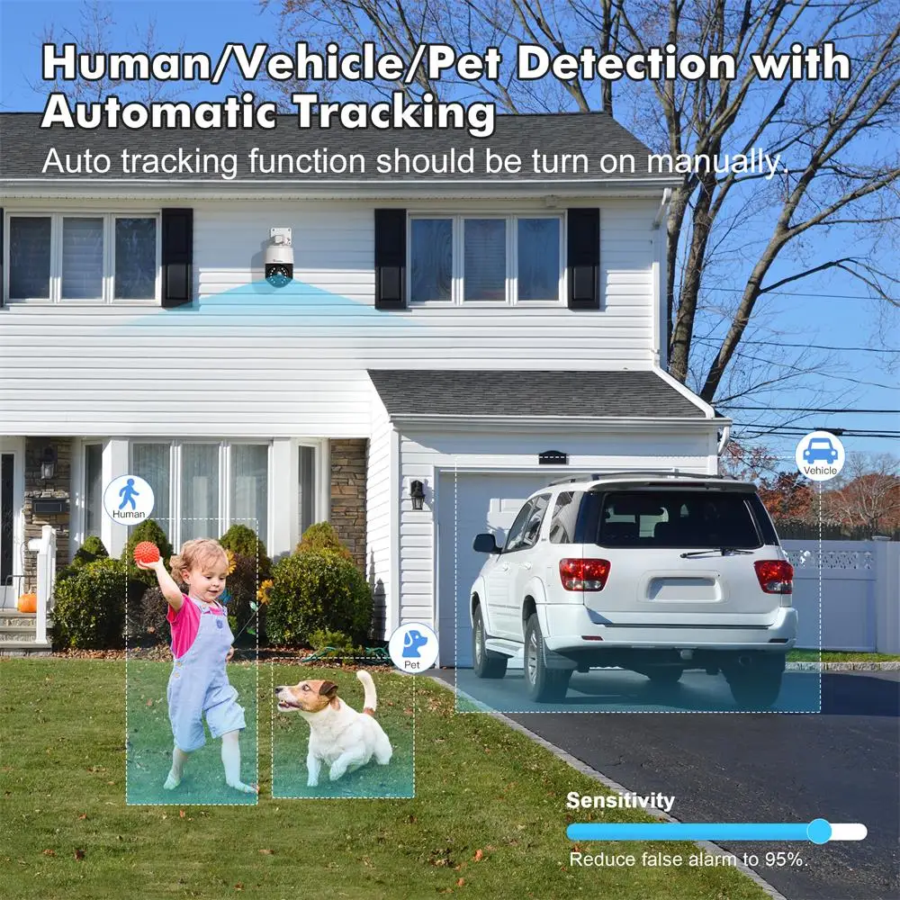 Ctronics 4K 8MP 16X Optical Zoom IP Camera 5G WiFi PTZ 360 Outdoor AI Auto Tracking Auto Zoom CCTV Color Night Vision
