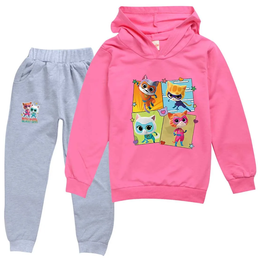 2024 Newest Game Superkitties Hoodie Kids Long Sleve Sweatshirts Loose Pants 2pcs Sets Boys Casual Clothes new Baby 2025 Girls Sportsuit