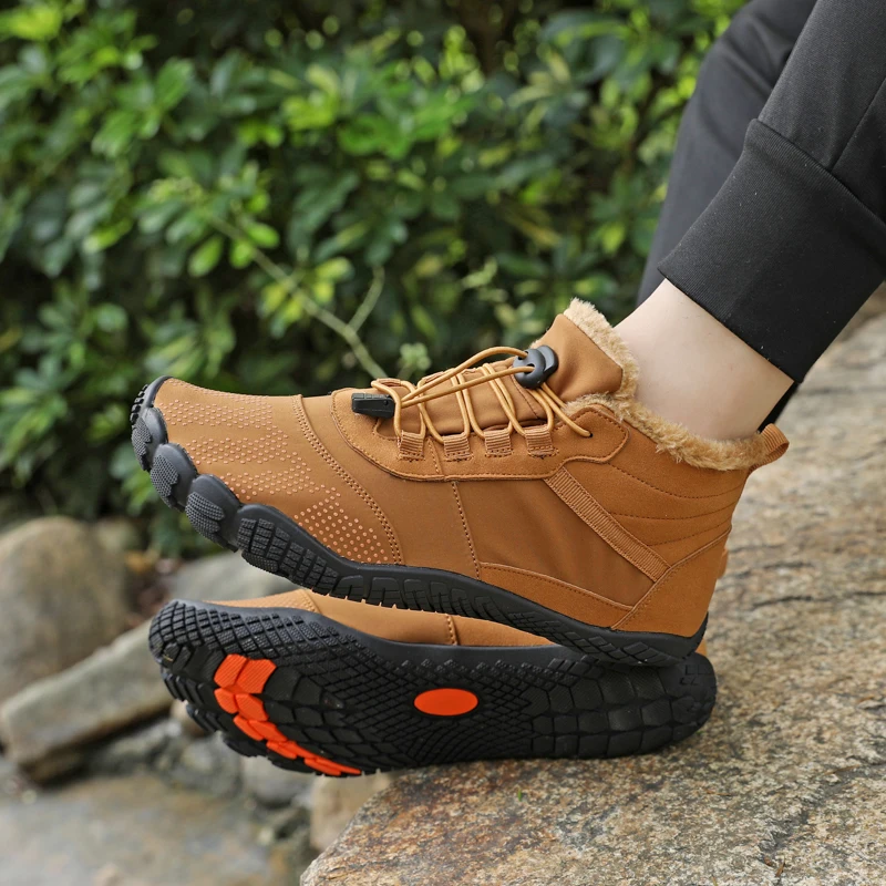 Waterproof Men Boots High Top Casual Shoes Winter Sneakers Plush Warm Snow Shoes Barefoot Shoes Big Size 36-47 Women Men Boots