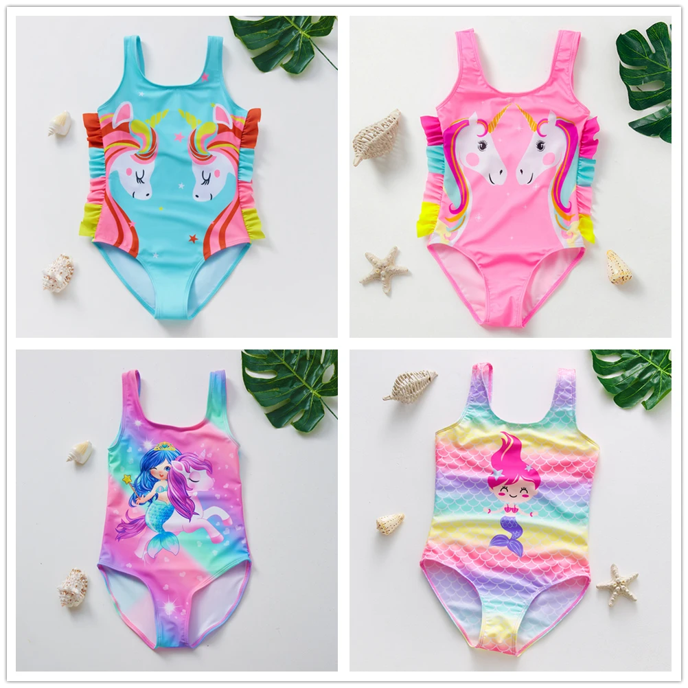 2~11Y Girls Swimwear One Piece Girls Swimsuit Children Swimming Suit High quality Kids Bathing suit Beach wear-1106MIX