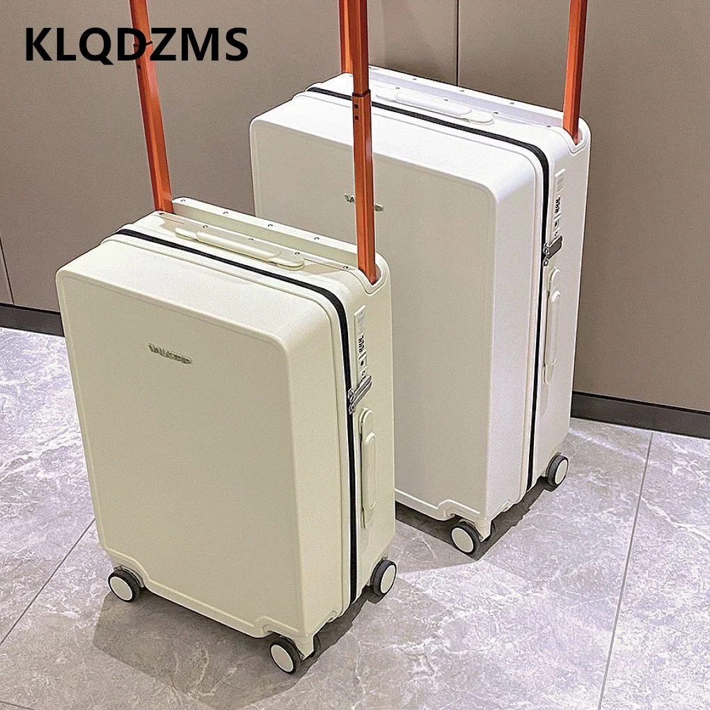 20"24"26 Lage Inch KLQDZMS New Wide Trolley Boarding Box Multifunctional Portable Trolley Case with Wheels Rolling Suitcase smile