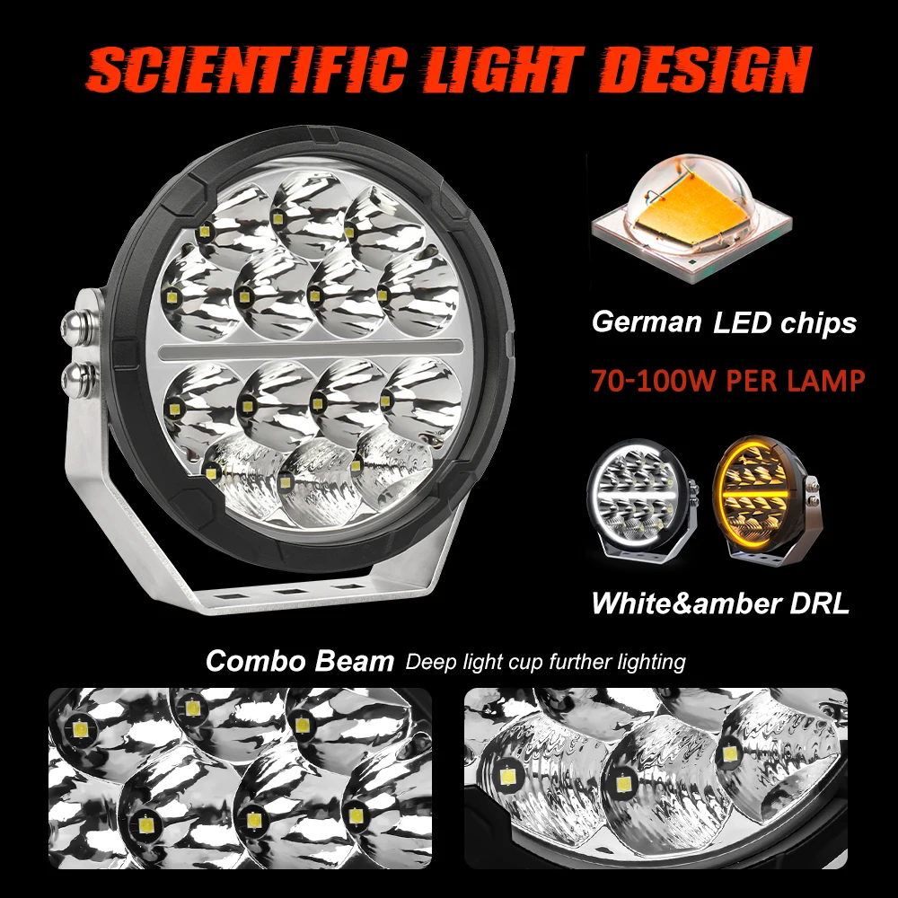 BraveWAY 6.5 inch Led Driving Lamp for Offroad PickUp Truck UTV 4WD 4x4 LADA NIVA 200W/SET Super Bright LED Work Light
