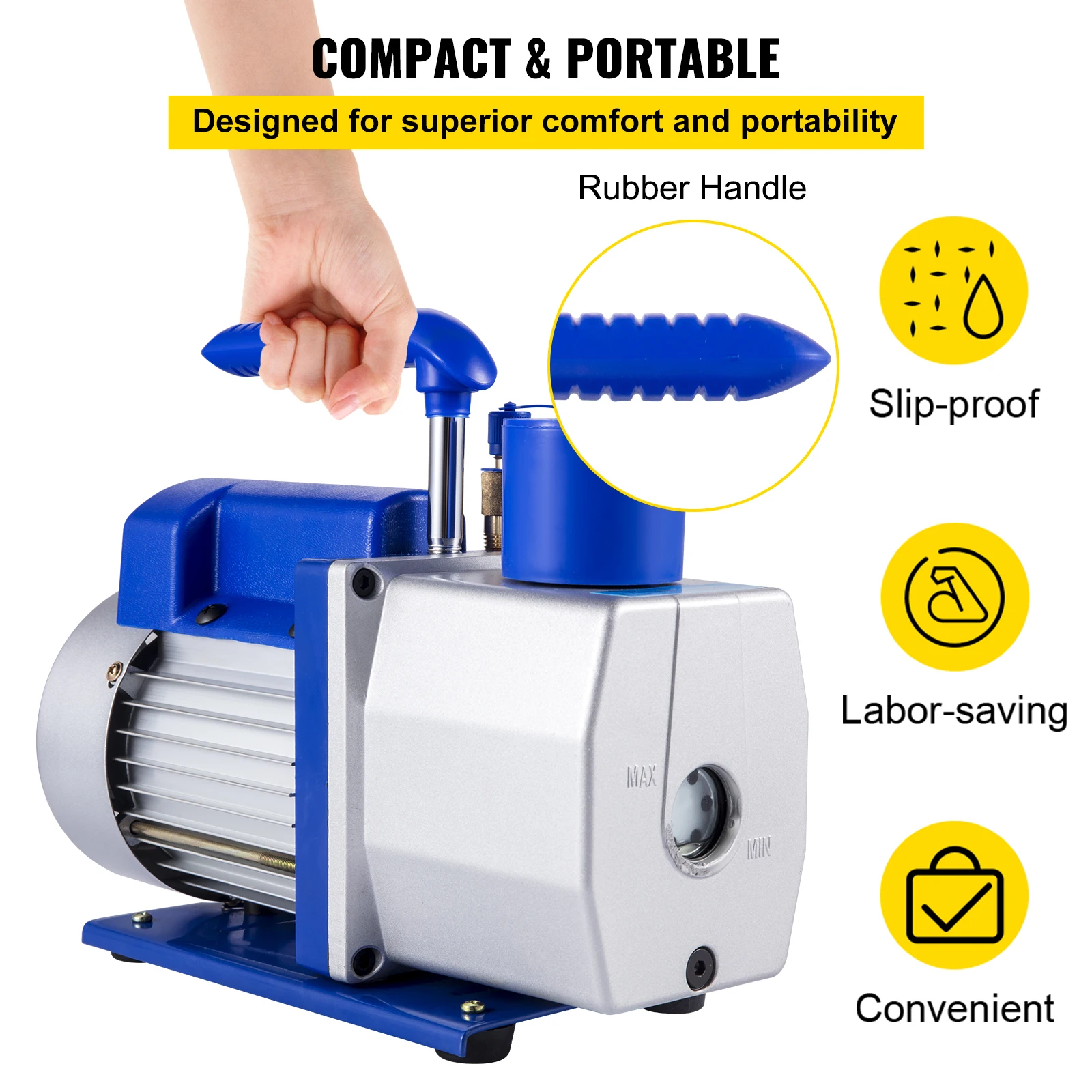 VEVOR Refrigerant Vacuum Pump 6CFM-10CFM Double Stage HVAC for Household Air Conditioning Cleaning Auto Repair Vacuum Packaging