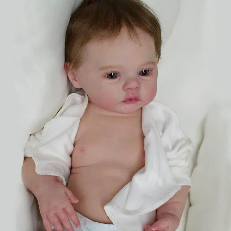 49cm Full body Vinyl Reborn Baby Doll Meadow Newborn Baby Size Real Picture Handmade Hand-root Hair Visible Veins