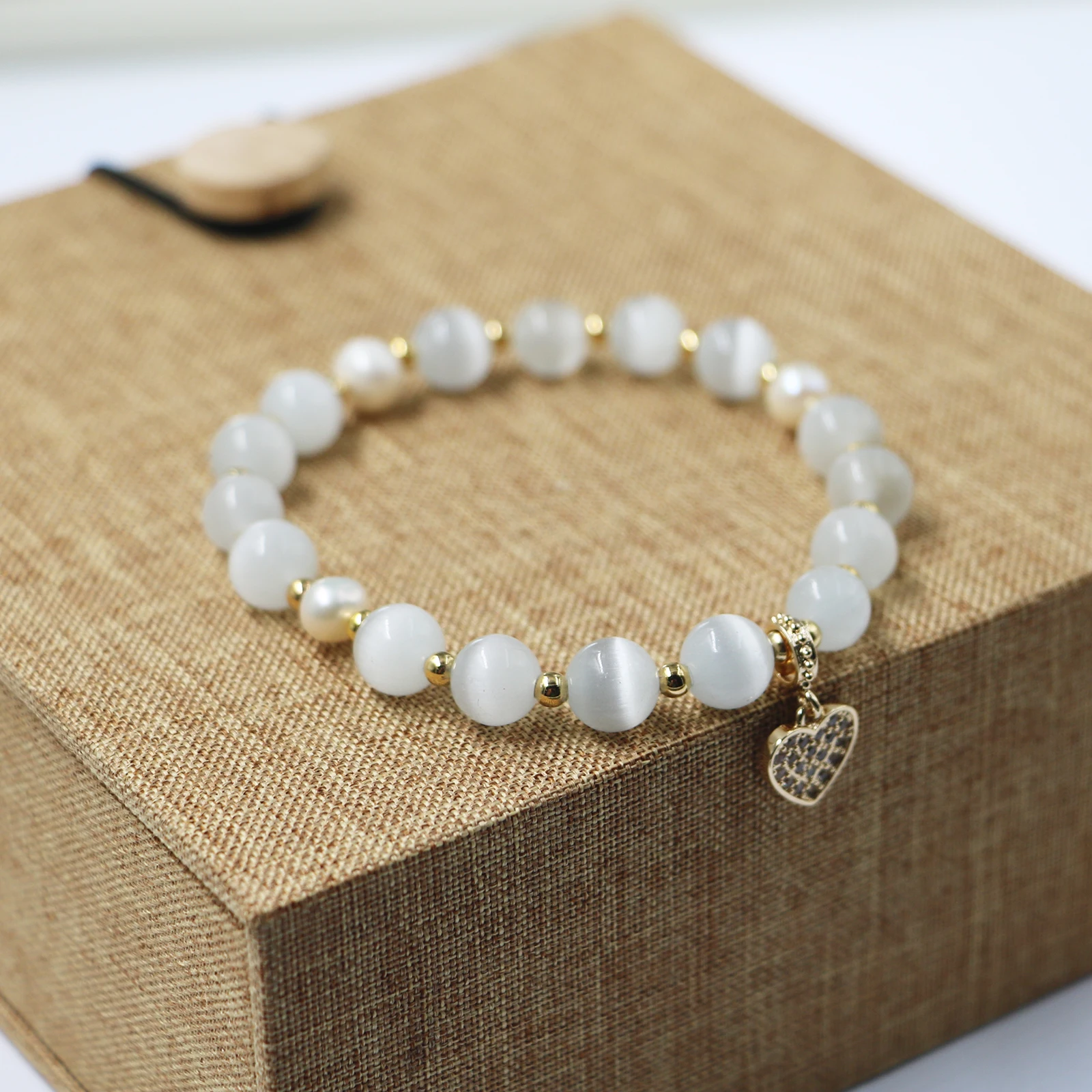 White Beaded Bracelets For Women Natural Crystal Opal Lucky Four-leaf Clover Healing Anxiety Pearl Lucky Hndmade Jewelry Misfrs