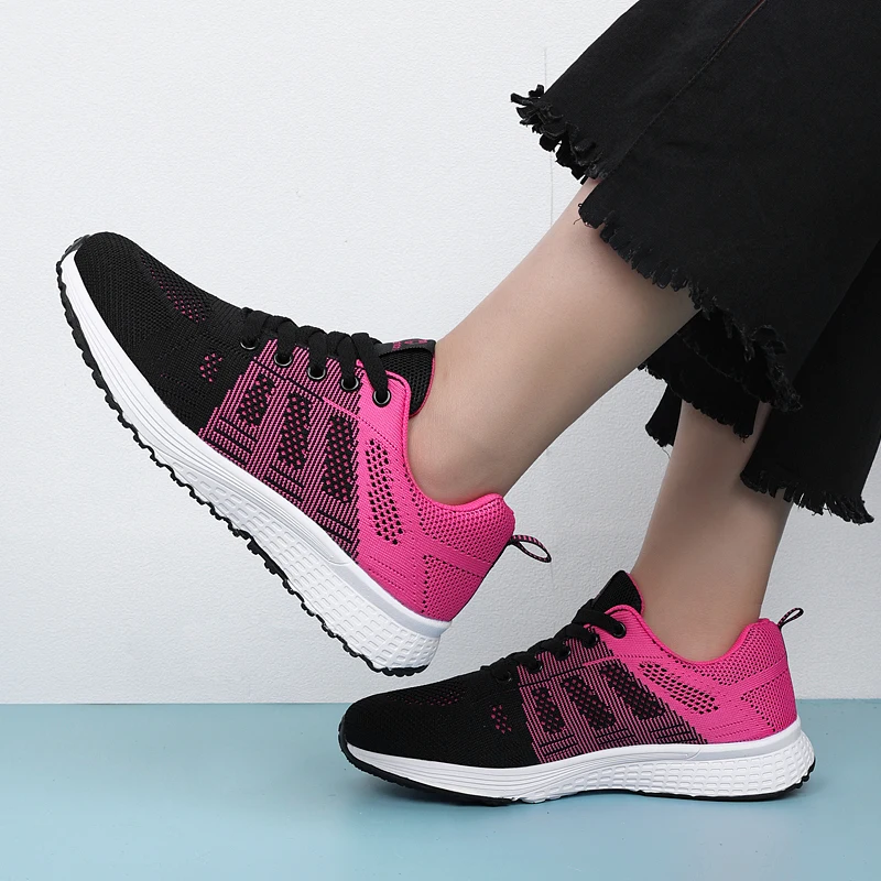 Women Casual Sneakers Breathable Walking Lace Up Flat Shoes Women Tenis Feminino