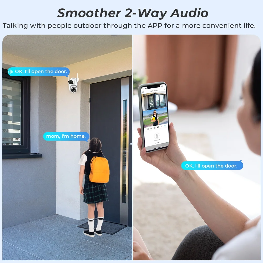 4K 8MP PTZ WIFI Camera Dual Lens Dual Screen 4X Digital Zoom IP Camera 4MP HD Auto Tracking Outdoor CCTV Surveillance iCSee App