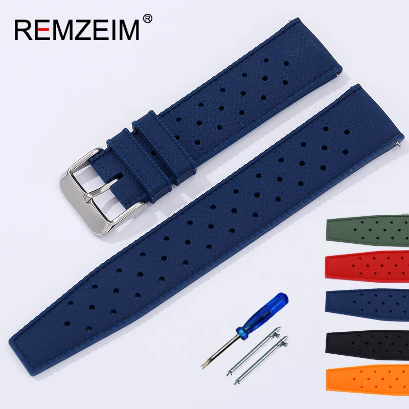 Tropical Rubber Watch Band mm Waterproof Porous Breathable Diving Sport Men Women Strap Replacement 5
