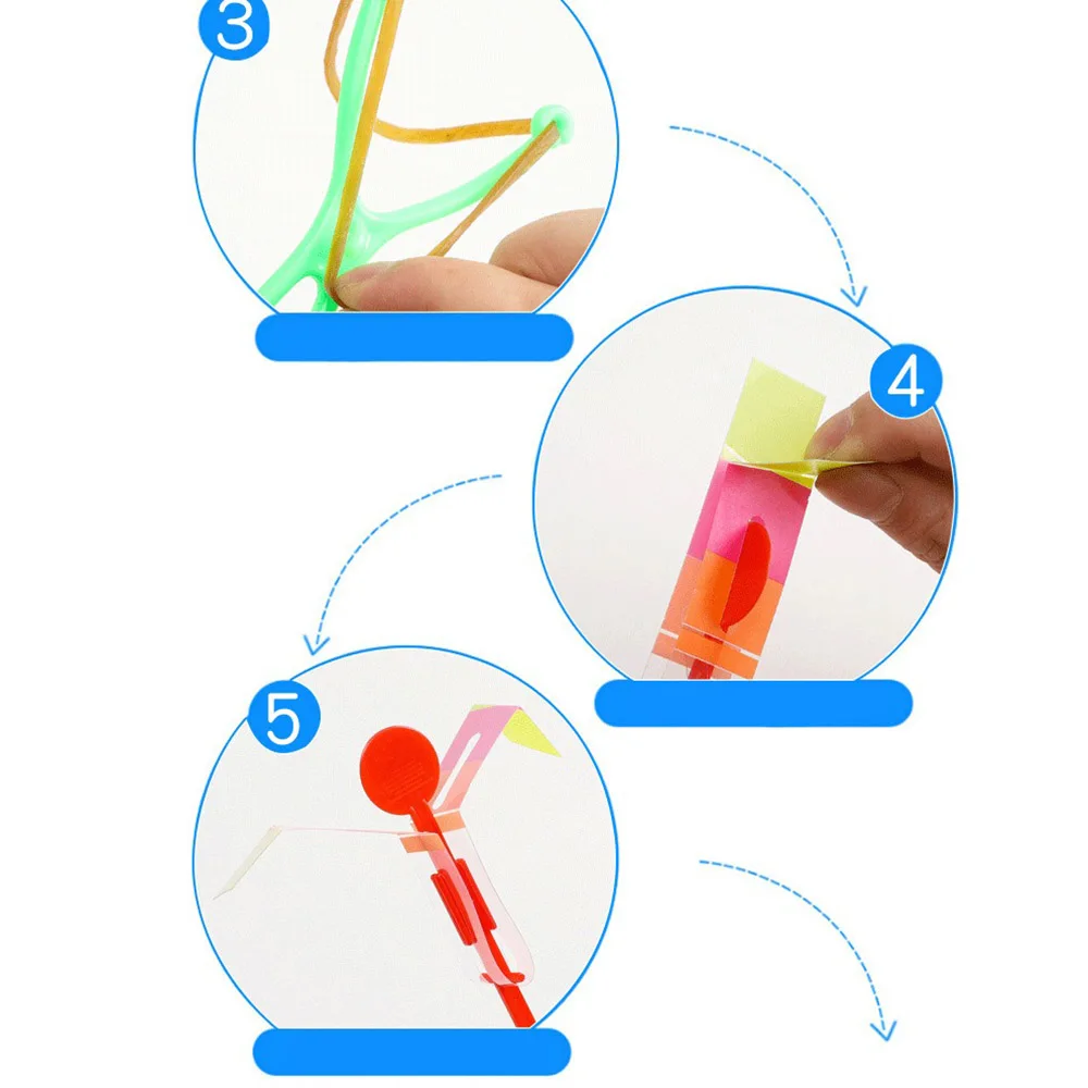 1-10pc Amazing Light Magical Light-Emitting Toy Arrow Rocket Helicopter Flying LED Light Toy Party Fun Gift Rubber Band Catapult