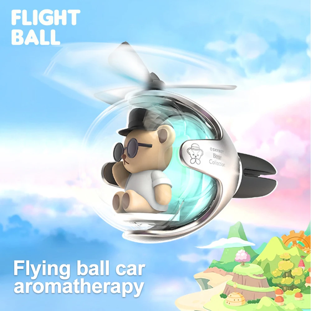 Cute Bear Pilot Car Air Freshener 7 colors Atmosphere Lights Mini Fragrance Diffuser Car Accessories Auto Interior Perfume