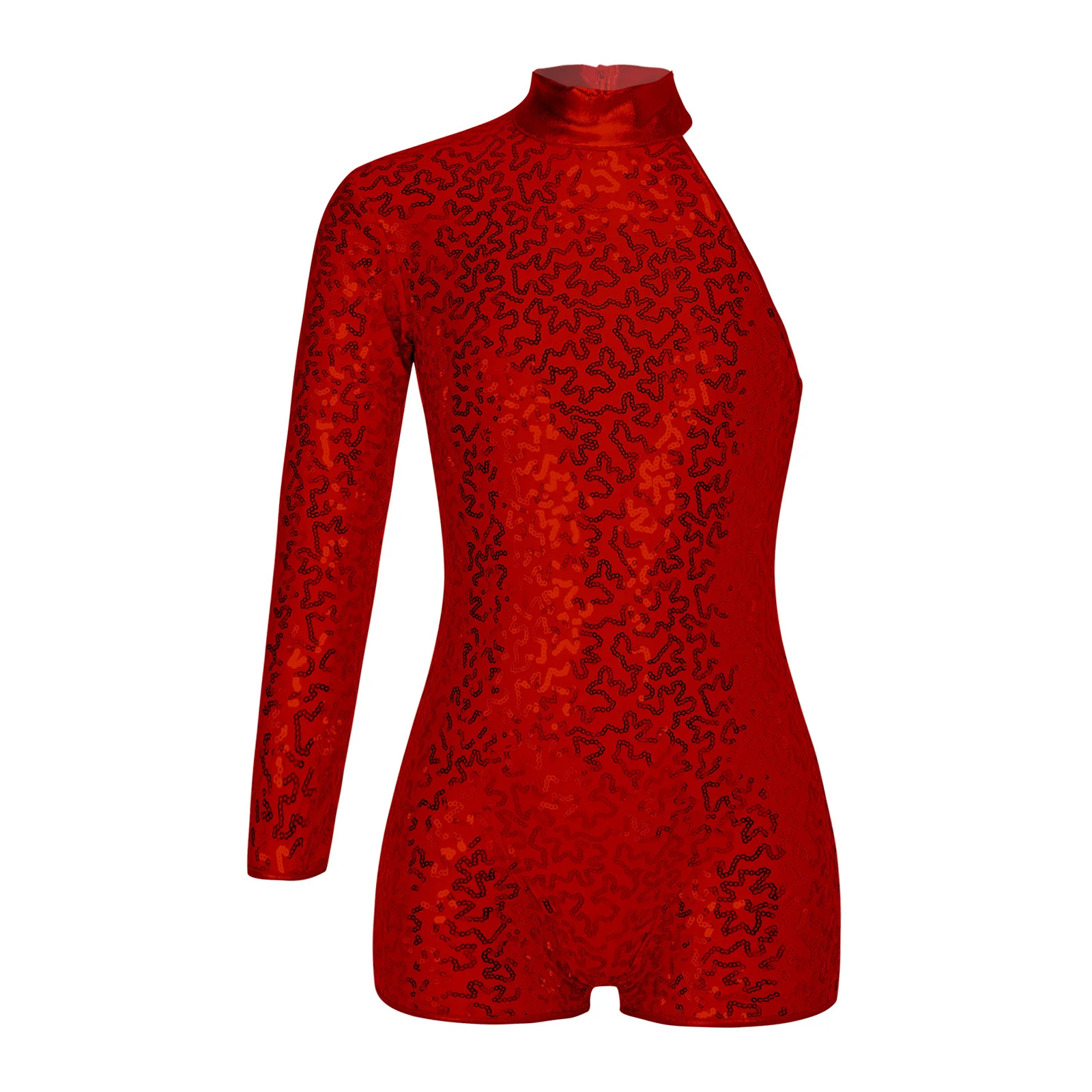 Kids Girls Ballet Leotard Long Sleeve Shiny Sequins Gymnastics Bodysuit for Teens Modern Jazz Dancing Costume Dance Jumpsuit