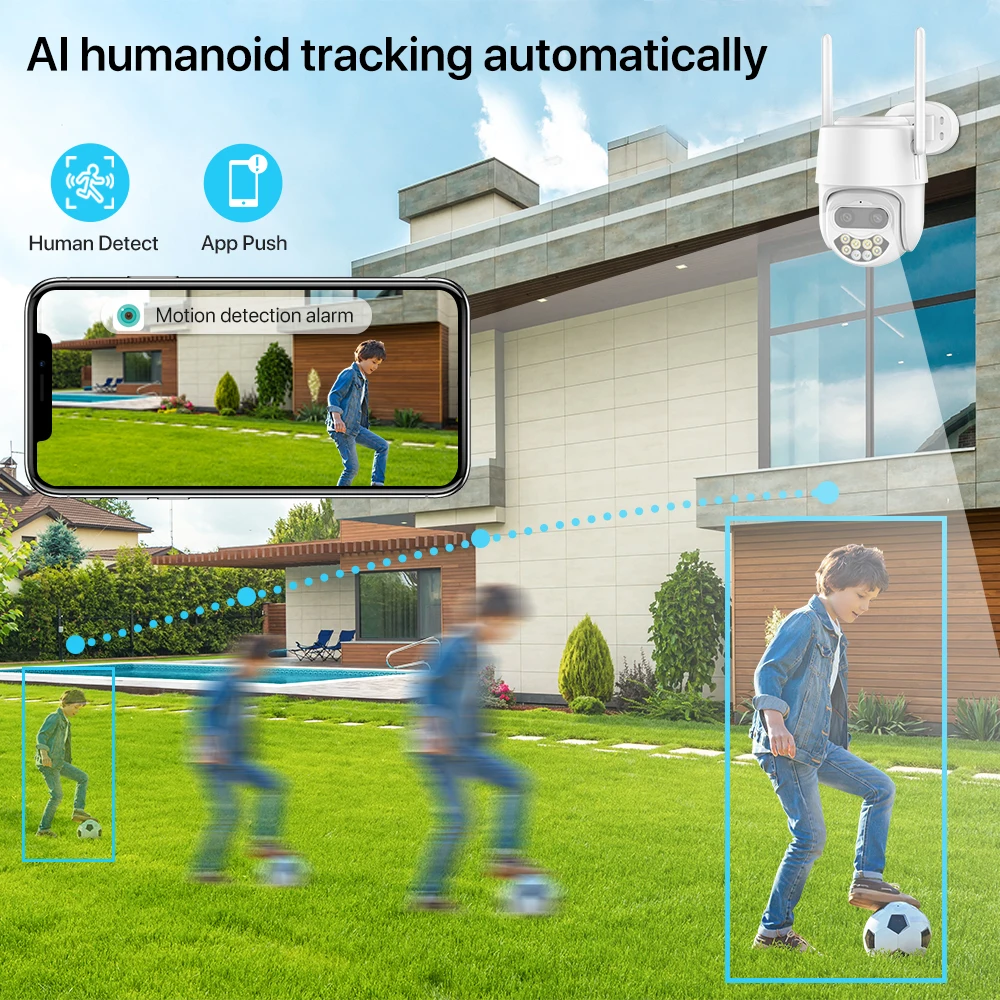 Dual Lens 4K WiFi Camera 8MP HD 8X Zoom Outdoor IP Camera 4MP 1080P Security CCTV Camera AI Auto Tracking Surveillance P2P iCSee