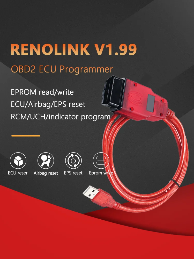 2025 2024 Professional new Renolink V1.99 OBD2 Cable For Renault Car Auto Tool ECU Tuning Airbag Reset ECM UCH Key Programmer Interface