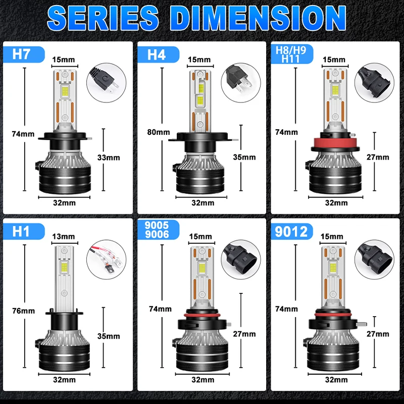 K5C H7 LED 300000LM Headlights Canbus 700W H1 H4 H11 9012 HIR2 H8 H9 9005 9006 HB3 2025 new HB4 High Power 6000K 5570 CSP Chips