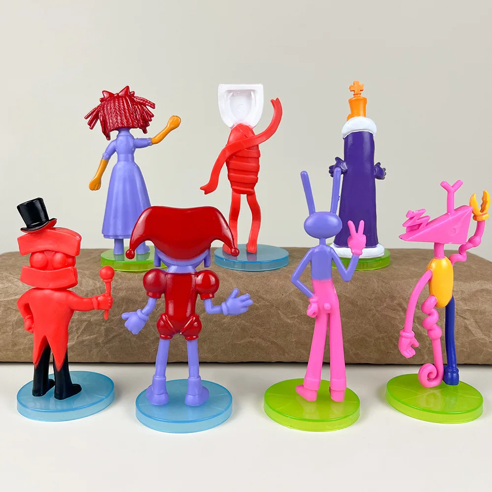 7Pcs The Amazing Digital Circus Figure Card Toy Pomni Jax Kagatha Kinger Caine Kaufmo PVC Model Doll Figurines Kids Gift