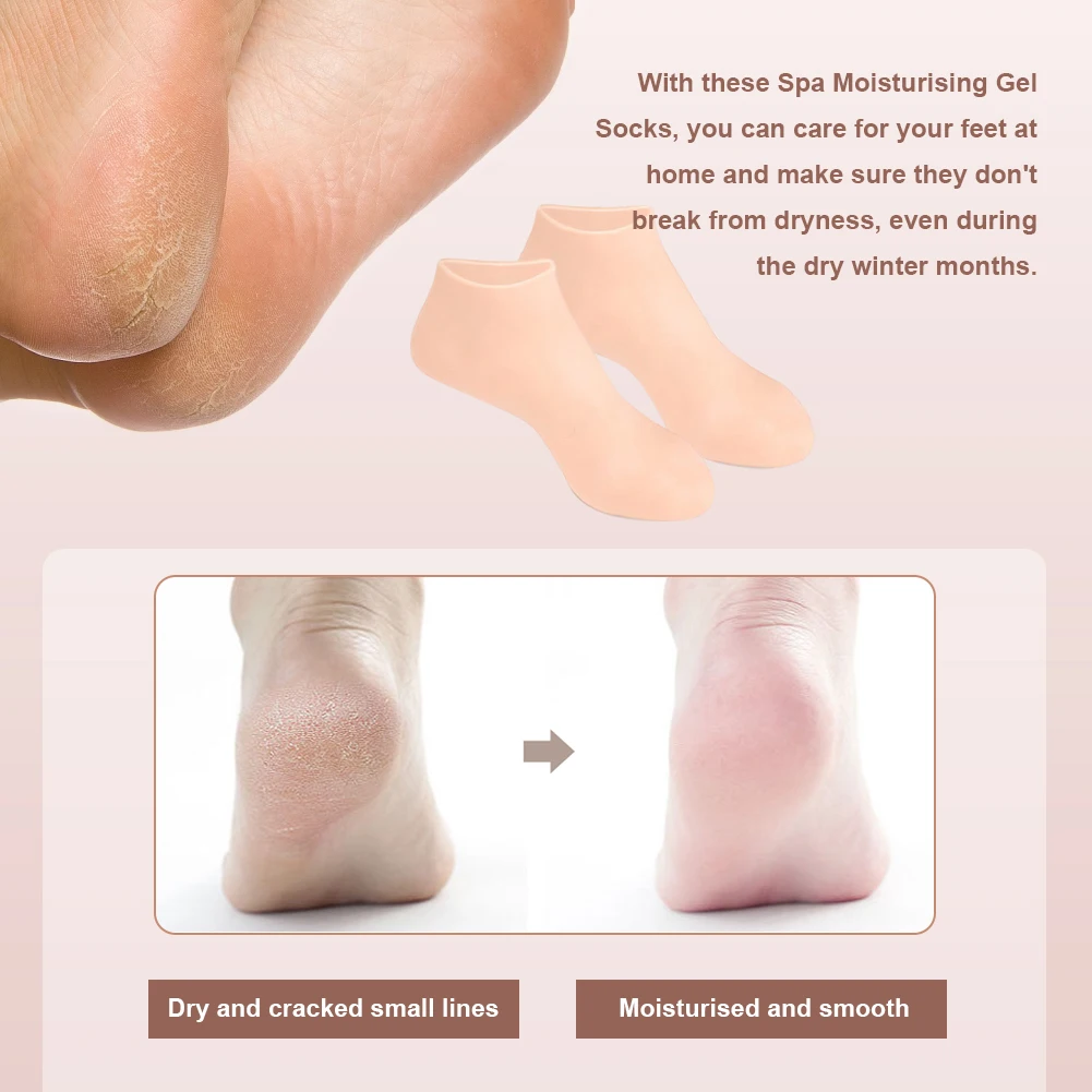 Set Silicone Foot Care Socks Anti Cracking Moisturizing Gel Cracked Dead Skin Remove Protector Pain Relief Pedicure Tools