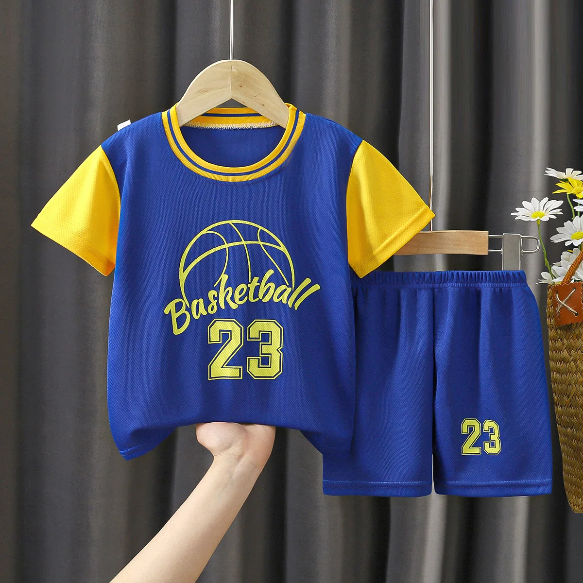Kids Summer Quick drying Basketball Sportswear Short Sleeve T shirts/Vest+Short Pants 2pcs Suits 4 12 Years Boys Girls Clothes