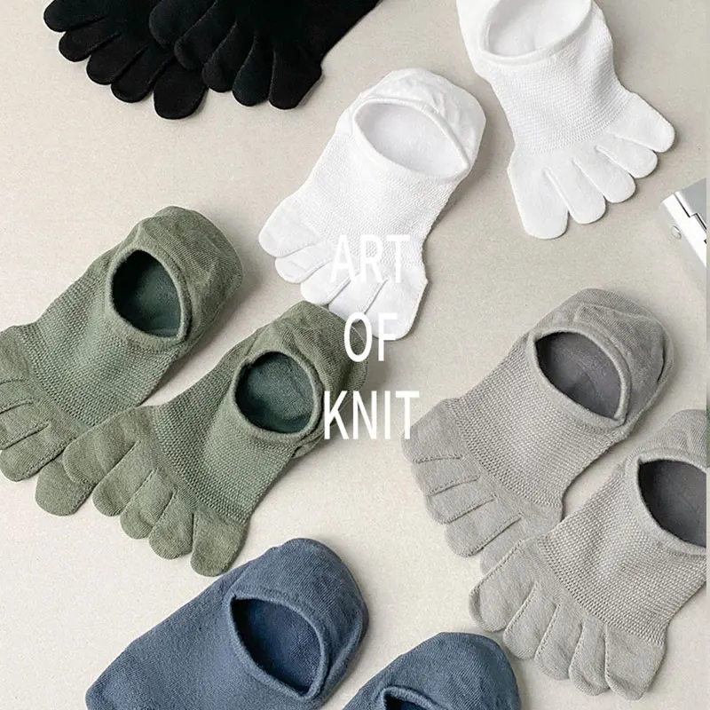 Creative Five Finger Socks Men Cute Summer Breathable Mesh Sports Five-Toed Socks Toe Split-Toed Socks Solid Color Hollow Meias