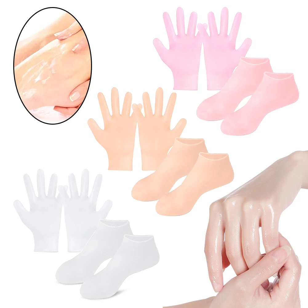 Set Silicone Foot Care Socks Anti Cracking Moisturizing Gel Cracked Dead Skin Remove Protector Pain Relief Pedicure Tools