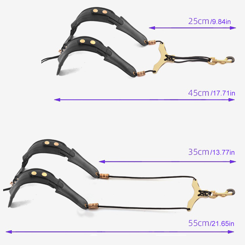 Leather Saxophone Double Shoulder Neck Strap with Metal Swivel Snap Adjustable Tenor Alto Soprano Sax Strap Reduce Neck Stress
