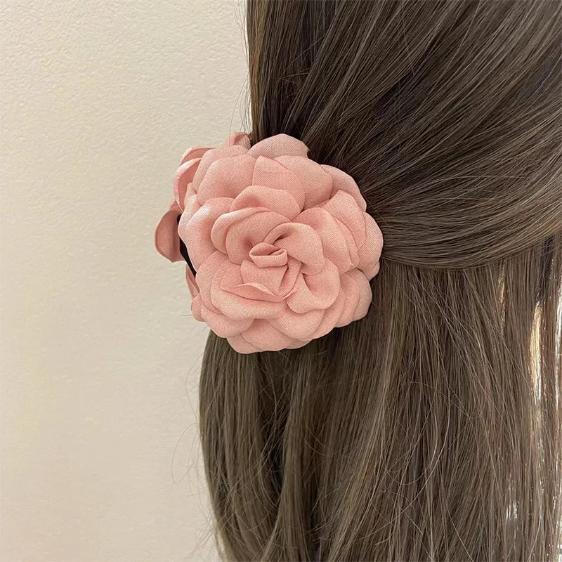 New Rose Hair Claws Hairpin Elegant Sweet Korean Lady Fabric Rose new Flower Hair for 2025 Women Headwear Bow Girls Ponytail Holder Hair
