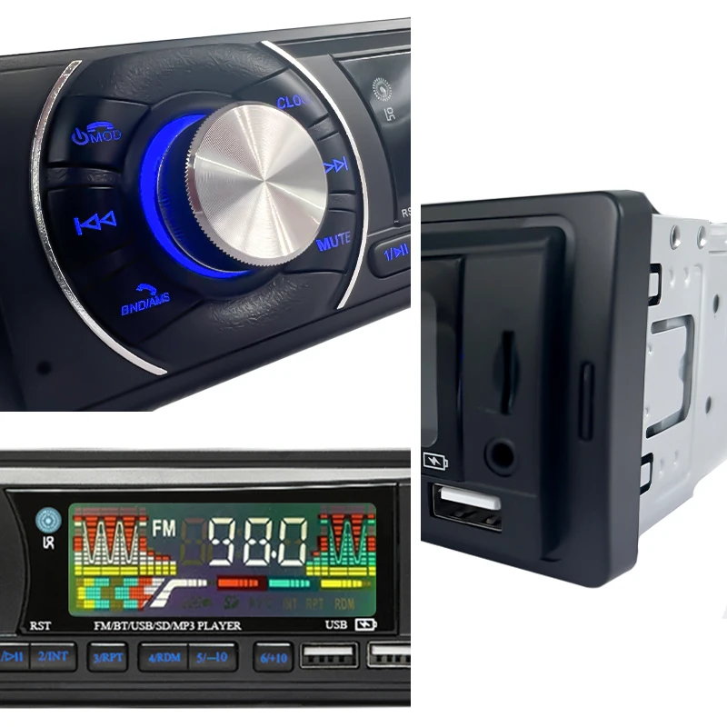 Car Audio Radio 1din Bluetooth Stereo MP3 Player FM Receiver 12V Support Phone Charging AUX/USB/TF Card In Dash Kit