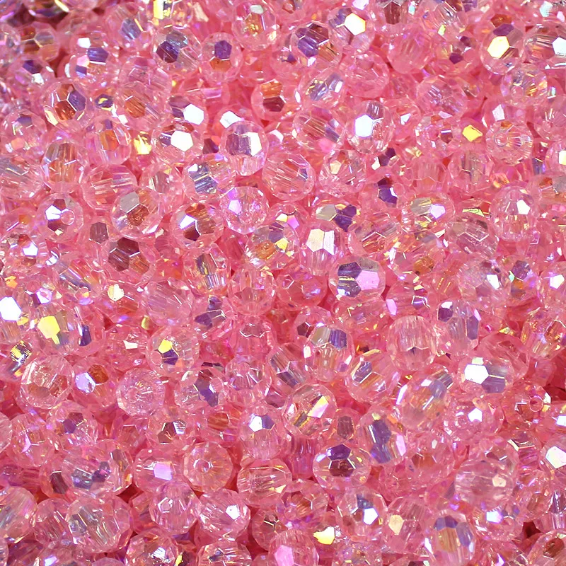 500Pcs 6/8/10mm Pink Transparent Bead AB Angle Bead DIY Crafts String Loose Bead Necklace Earrings Bracelet Knitting Ornament
