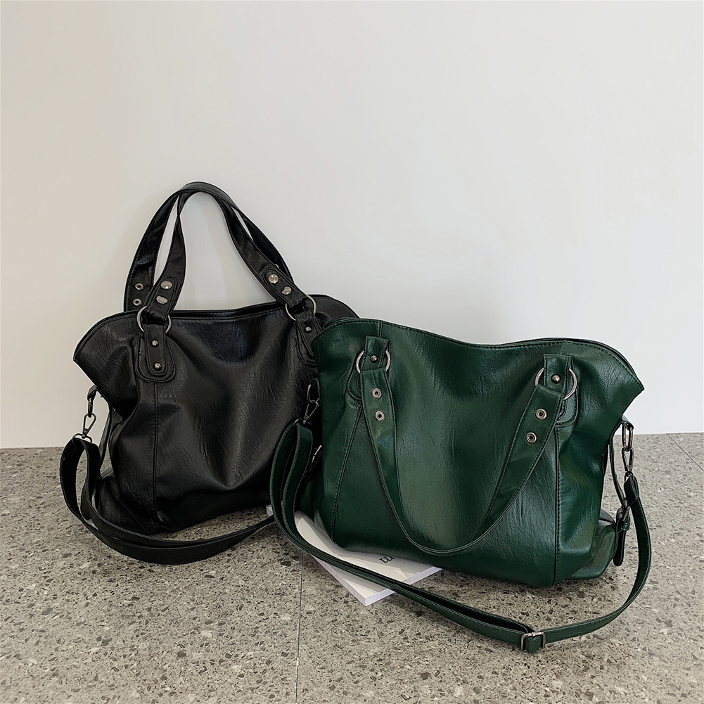 Women Sling Crossbody Bag Big Size PU Leather Hobos Crossbody Bag Casual Retro Solid Color Female Travel Shopper Mommy Tote Bag