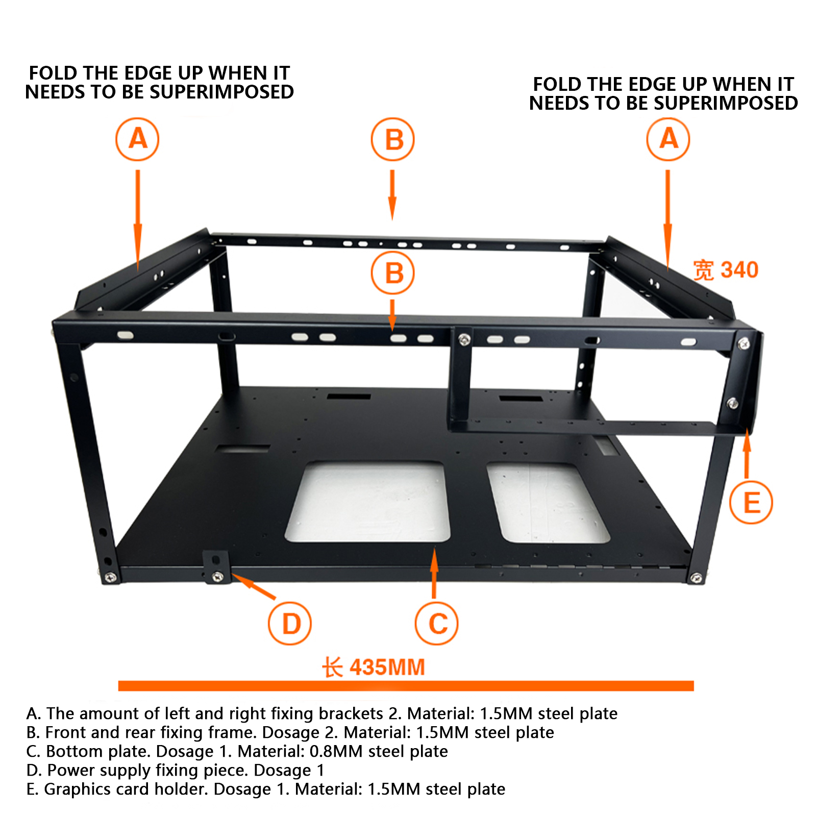 DIY Computer Motherboard Case Rack Aluminum Frame Chassis Cooling Rack Stand Open Chassis Support Bracket With Heat Dissipation