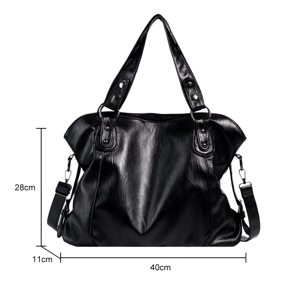 Women Sling Crossbody Bag Big Size PU Leather Hobos Crossbody Bag Casual Retro Solid Color Female Travel Shopper Mommy Tote Bag