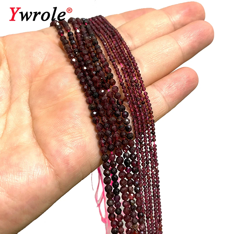Natural Red Garnet Stone Beads 2 3 4mm Faceted Loose Round Gemstone For Jewelry Making DIY Bracelet Earrings Accessories 15''
