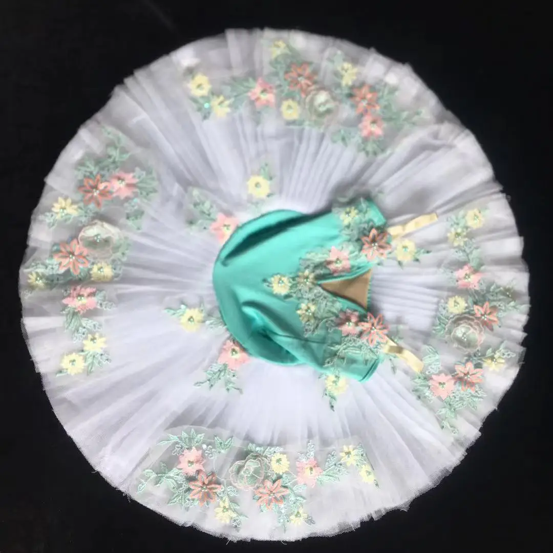 2025 Professional Ballet Tutu Kids Girls Ballet Tutu new Adulto Women White Ballerina Party Belly Dance Costumes Flower Embroidery Dress