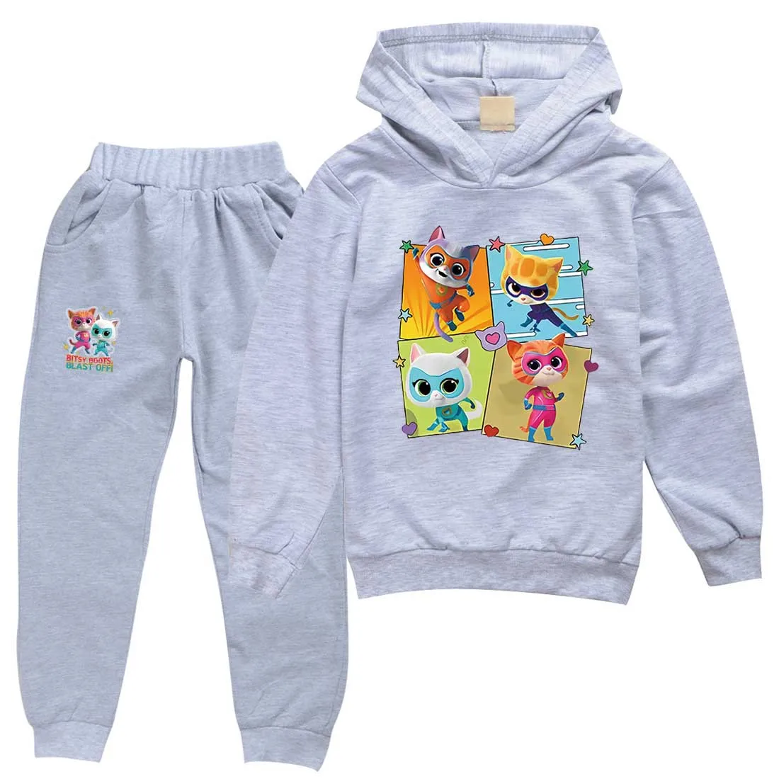 2024 Newest Game Superkitties Hoodie Kids Long Sleve Sweatshirts Loose Pants 2pcs Sets Boys Casual Clothes new Baby 2025 Girls Sportsuit
