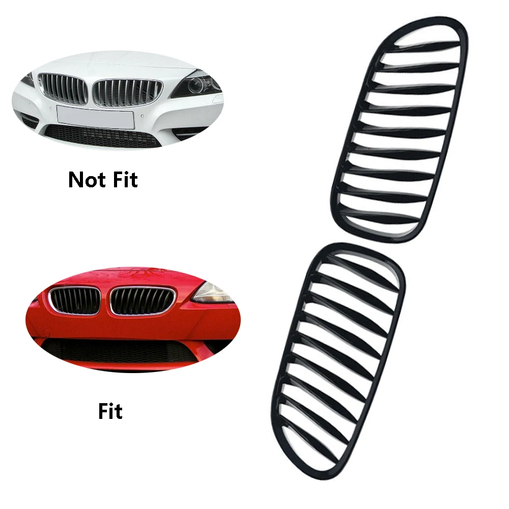 2pcs Front Bumper Kindly Grille Cover Refiting Racing Grill For BMW Z4 E85 E86 2003 2004 2005 2006 2007 2008 51117117757