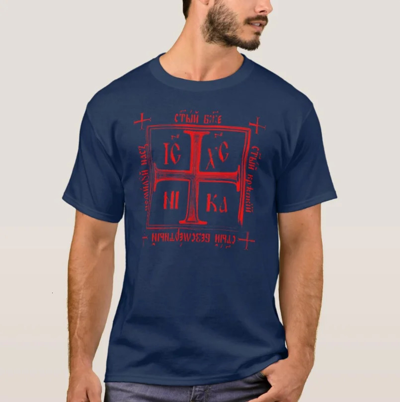 Jesus Christos Victory Eastern Orthodox Cross TShirt 100 Cotton ONeck Summer Short Sleeve Casual Mens Tshirt Size S3XL 240315