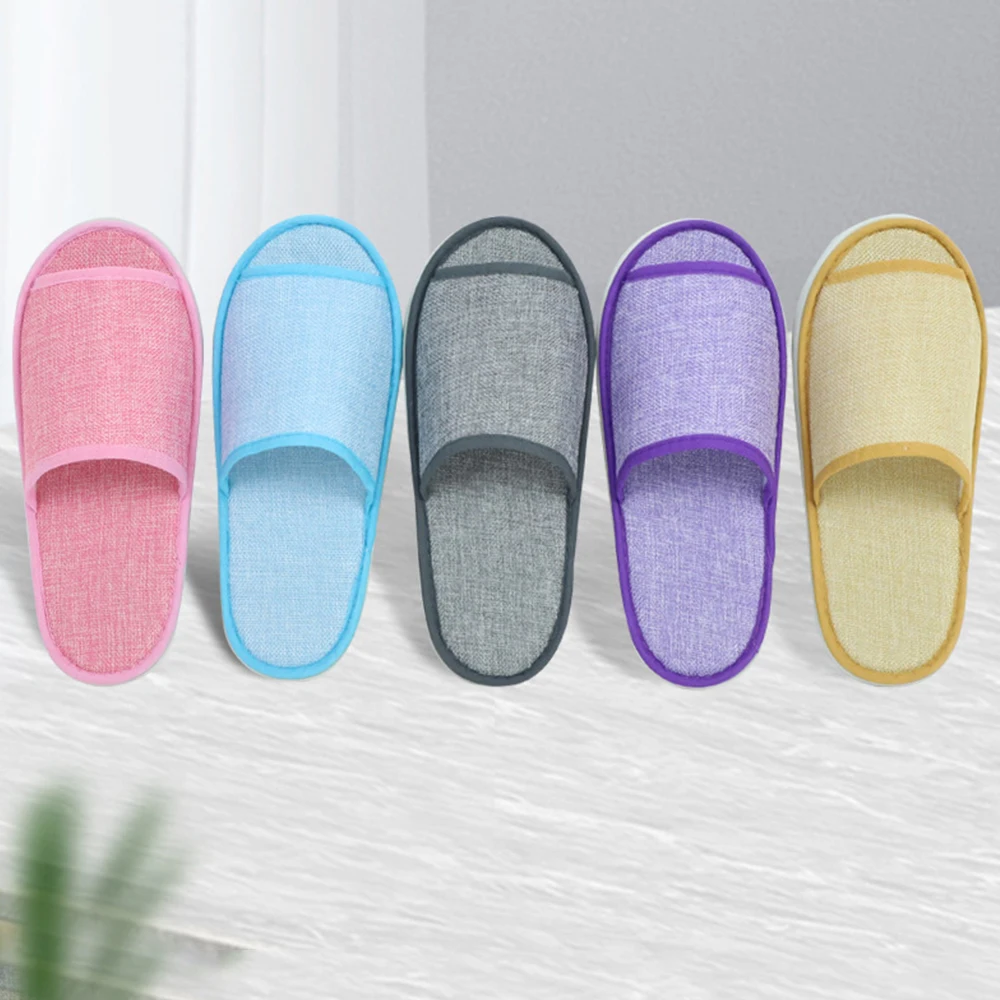 1pair Slipper Home Slippers Flip Flops Flax Slippers Bedroom House Shoes Footwear Unisex Slippers Non-slip Solid Color All-Seaon