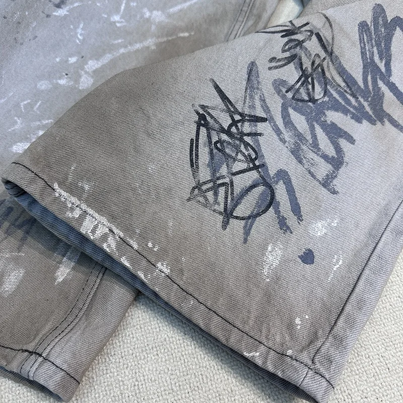 Graffiti-painted 2025 new printed jeans