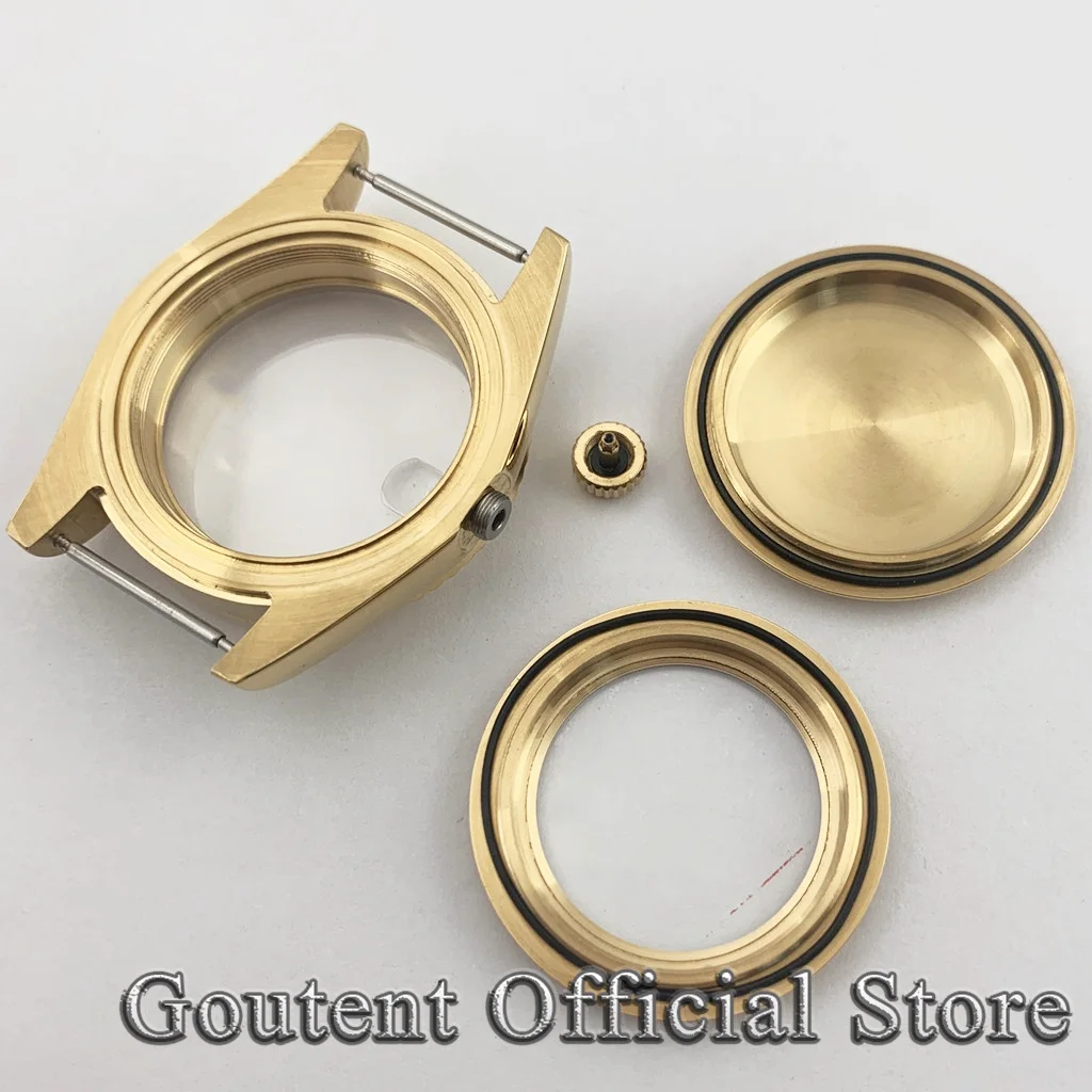 Goutent Men's Gold Sapphire Glass Watch Case 36mm 39mm Fit PT5000 NH34 NH35 NH36 ETA 2824 ST2130 Movement smile